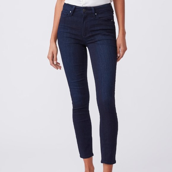 Paige Navy Hoxton Crop Jeans - Picture 1 of 7